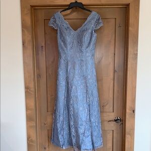 Elegant Lace Blue Dress